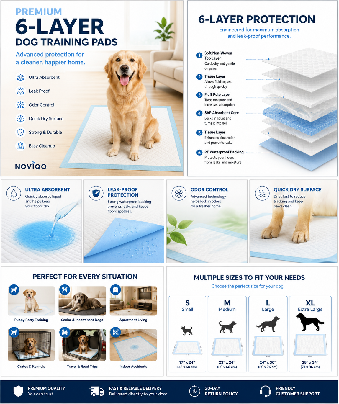 Ultra Absorbent 6-Layer Dog training Pads |