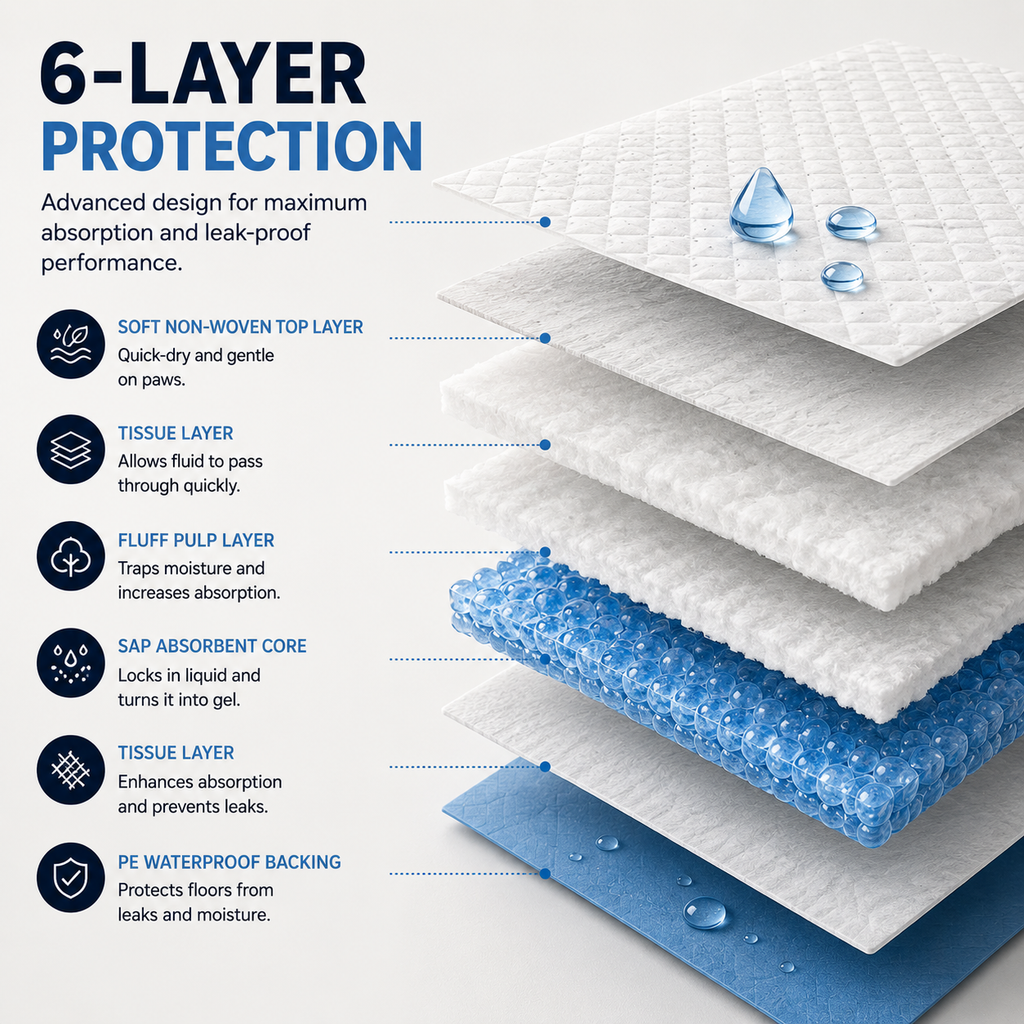 Ultra Absorbent 6-Layer Dog training Pads |