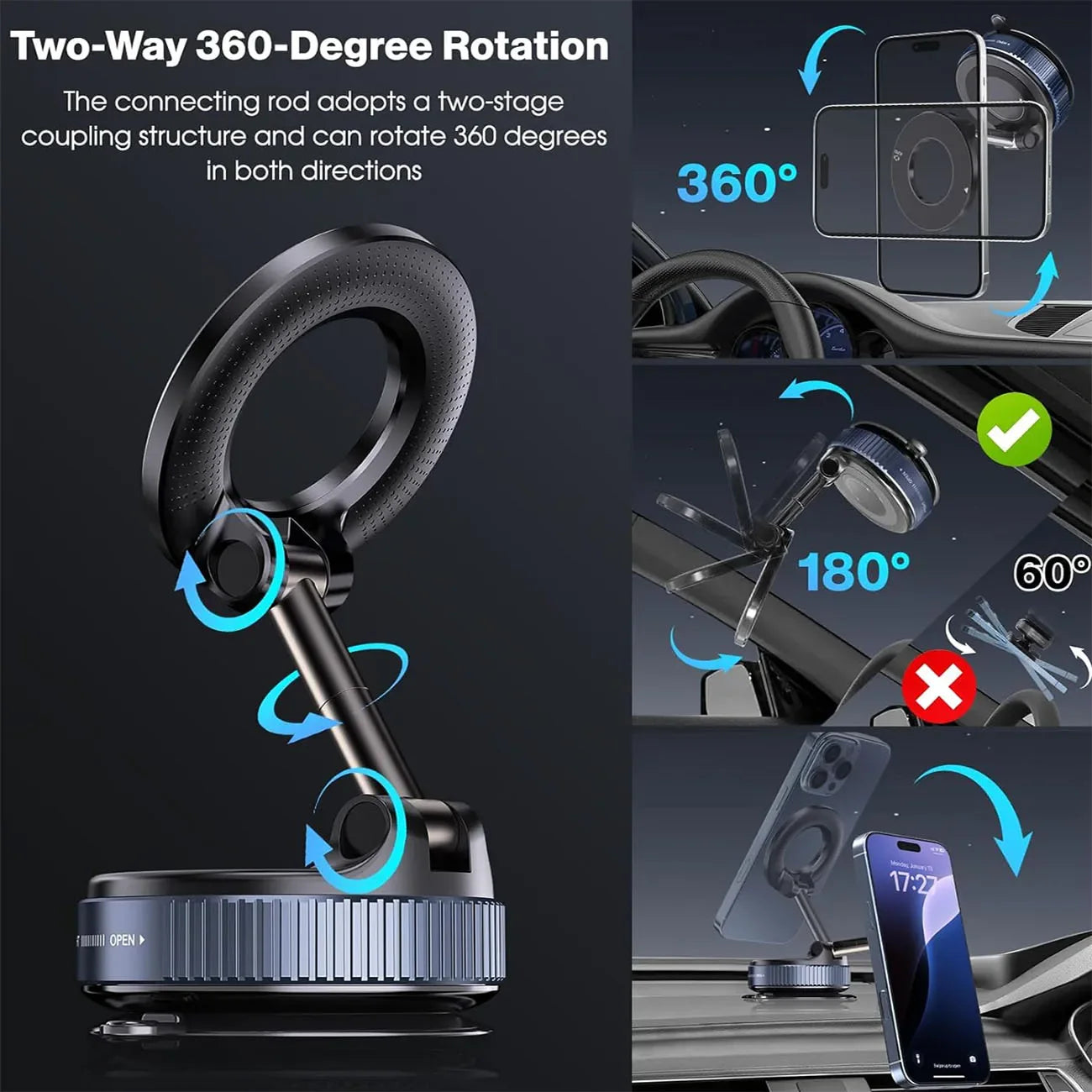 360° Vacuum Magnetic Phone Mount